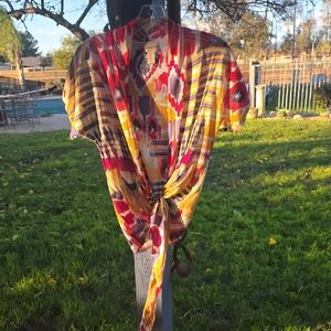 Chico's Multicolor Patterned Tie Front Short Sleeve Wrap